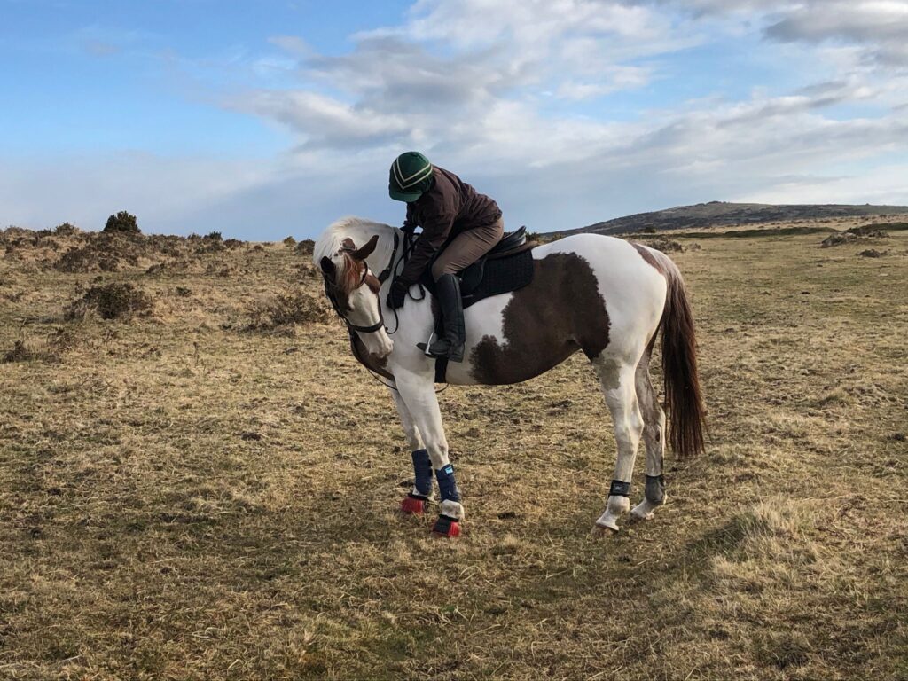 Lizzie sat on a horse