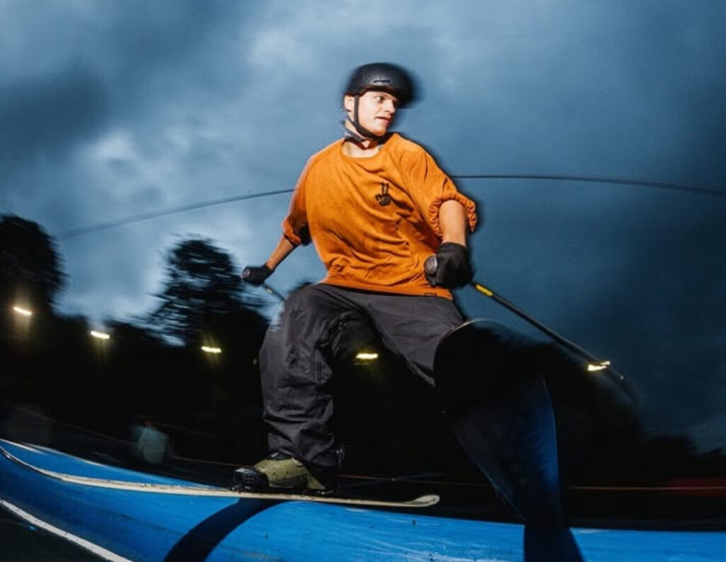 Photo of Jay skiing